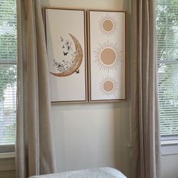 Sun and Moon Pair Paintings