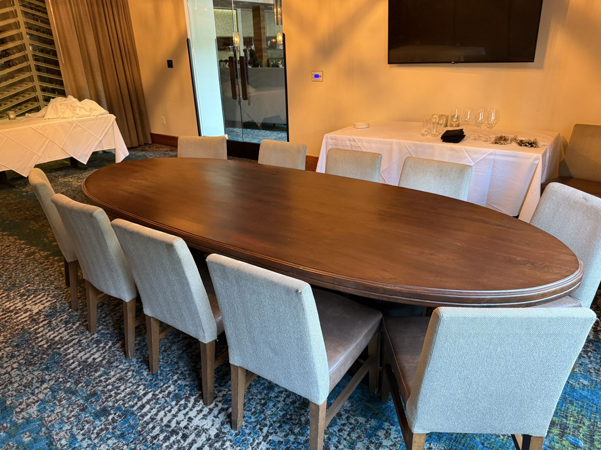 Oversized Solid Wood Oval Dining Or Conference Table – Seats 10 – 124” Long