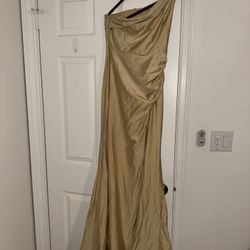 Bella Bridesmaids Soft Gold Floor Length Dress Never Altered