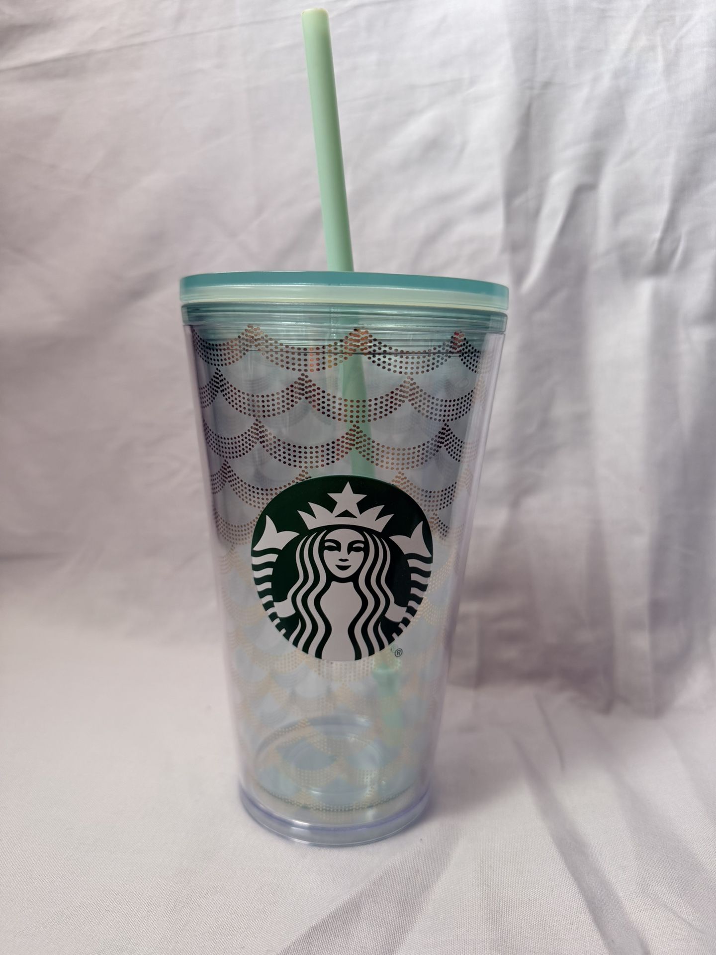 Clear Teal Siren Scales Starbucks Tumbler 16 Oz