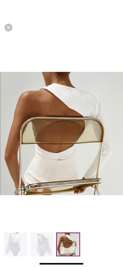 Zara One Sleeve Open Back Bodysuit XS