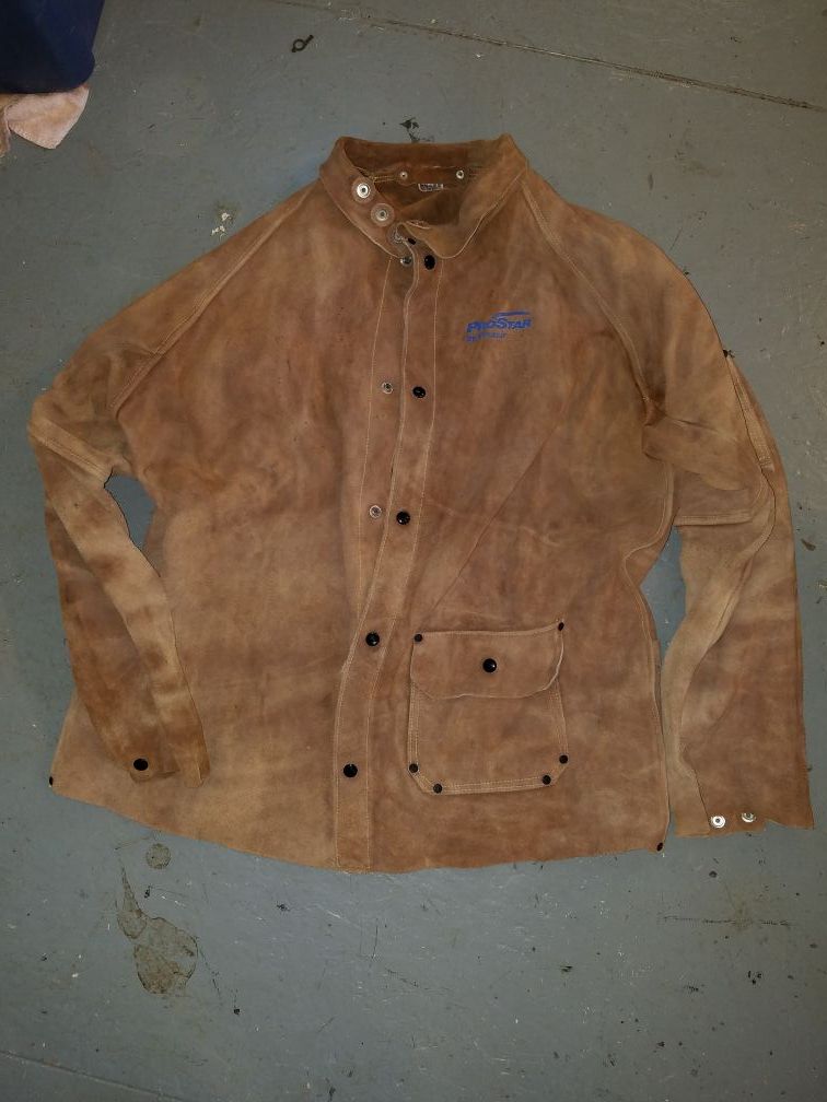 Leather welding jacket prostar by praxair size 3x