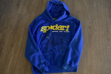 BLUE & YELLOW SP5DER HOODIE, LARGE