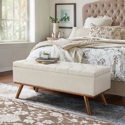 50” Cream Tufted Upholstered Bench