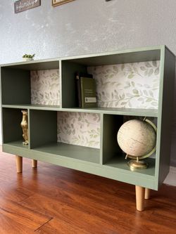 ✨ Refurbished Sage Green Mid-Century Cubby Shelf ✨