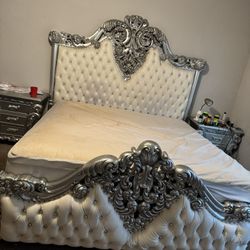 King Bed Frame, 2 Night Stands, And Big Dresser