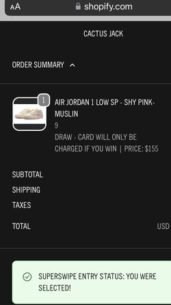 Jordan 1 Low Travis Scott Shy Pink Muslin Size 9