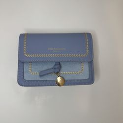 Bag Woman’s Buckle Decor Crossbody Purse with Wide Strap Blue