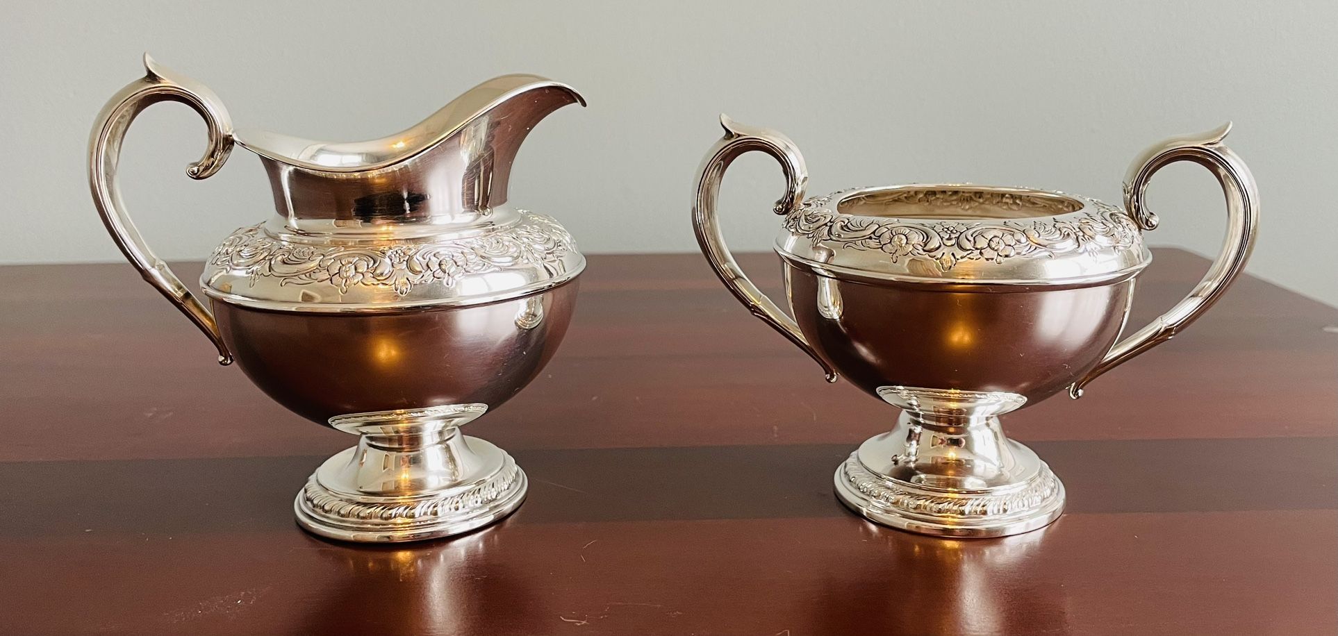 Sterling Silver Creamer & Sugar Bowl