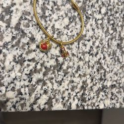 14k gold plated Pandora bracelet & charms