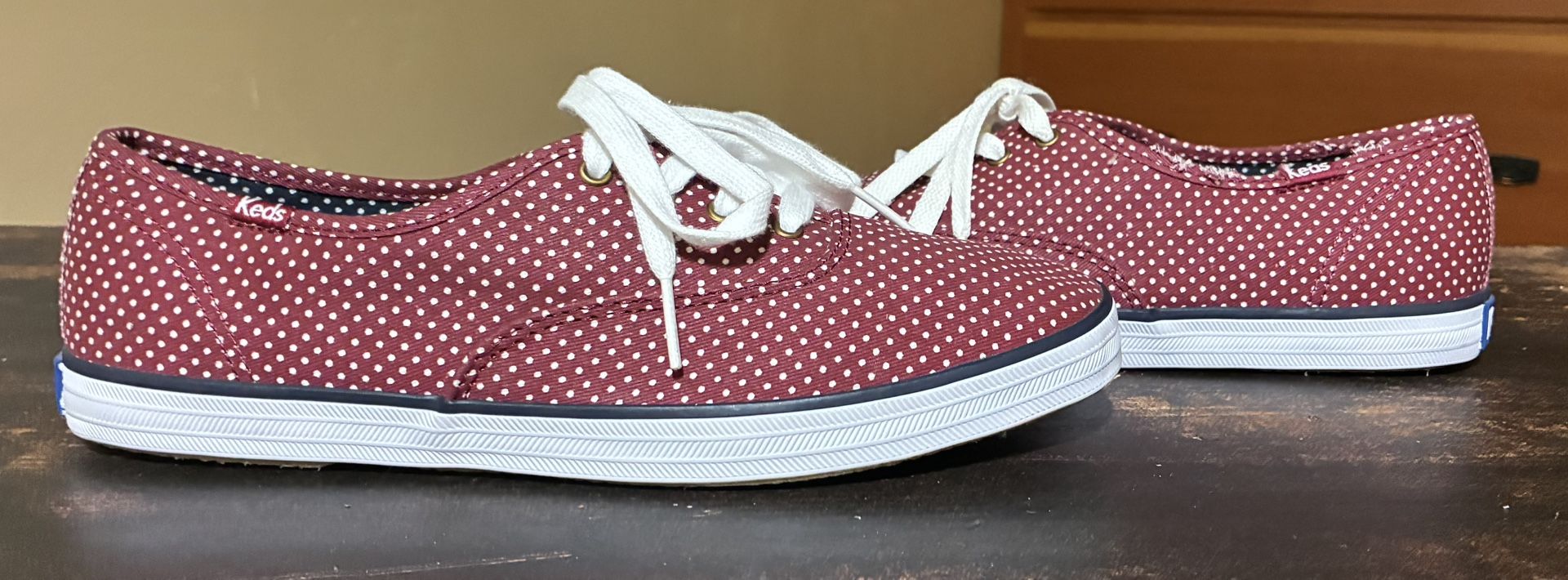 Women’s Ked’s Champion Micro Dot Fashion Sneakers in Beet Red