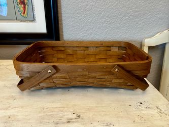 Vintage Handmade low basket with Handles