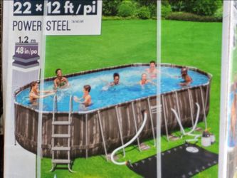 Bestway 22'x12' Power Steel  with upgraded Echo pool heater