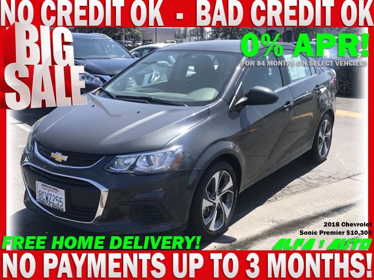 2018 Chevy sonic premiere Chevrolete clean title gray automatic bad credit finance car dealer lease uber lyft