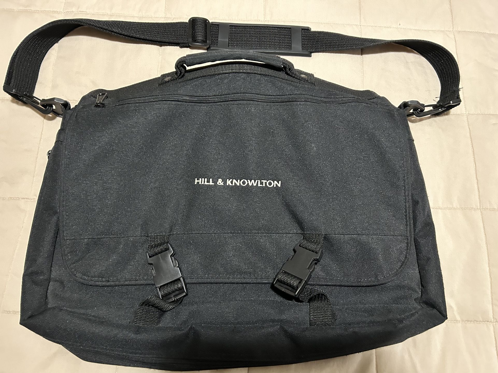 Hill & Knowlton Black Canvas Laptop/Messenger Bag/New /Never Used