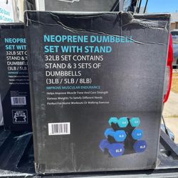 Neoprene Dumbbell 32lb Set W/ Stand