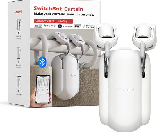 SwitchBot Curtain Smart Electric Motor - Wireless App Automate Timer Control, Add SwitchBot Hub Mini to Make it Compatible with Alexa, Google Home, IF