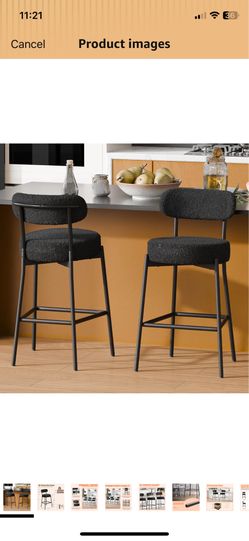 28 '' Bar Stools Set of 2, for Kitchen Island. Black