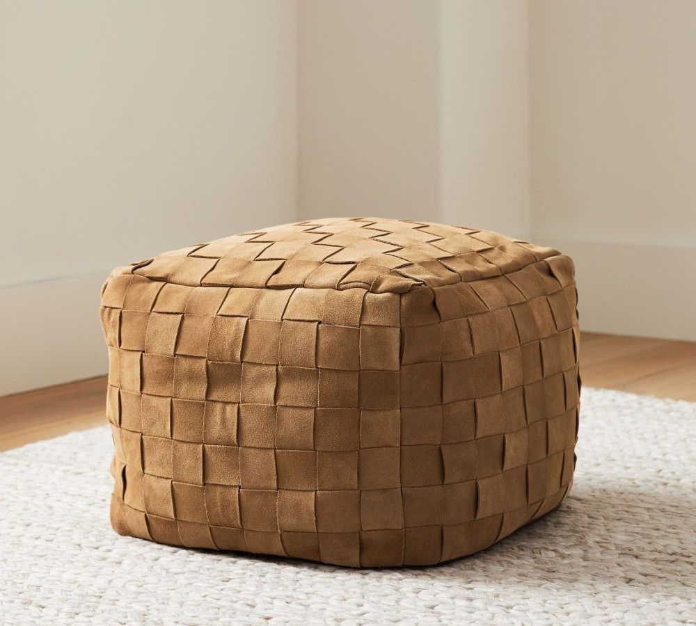 Pottery Barn Suede Pouf, Great Quality 100% leather, New with tags,org. price $370after tax