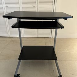 Computer cart or desk with rollers