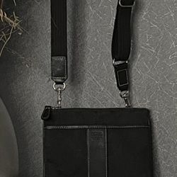 Coach Adjustable Crossbody Black Monogram Canvas Bag W/Small Wallet/Coin Purse