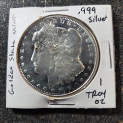Golden State Mint One Ounce .999 Fine Silver, Morgan Dollar Replica 