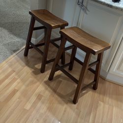 Wood Bar Stools Seats Set Of 2