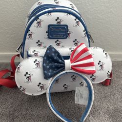 Disney Loungefly American Backpack & Disney Ears 