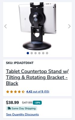 Tablet Countertop Stand w/ Tilting & Rotating Bracket - Black