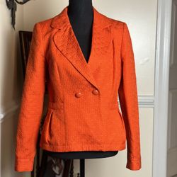 Banana Republic Orange Blazer Double Breasted Textured Jacket Suit Coat