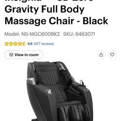 Gently Used Massage Chair Zero Gravity 