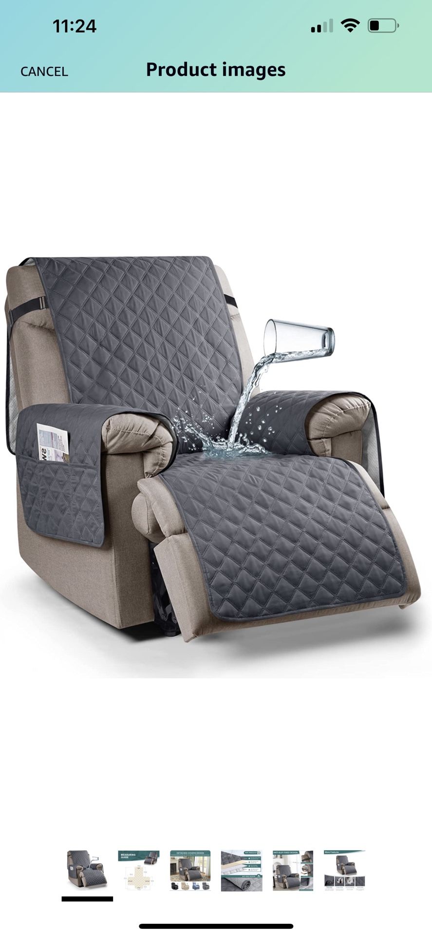 100% Waterproof Recliner Chair Cover Non-Slip Reclining Cover for Recliner Chair Washable Chair Seat Cover with Elastic Straps for Kids, Dogs, Pets (D