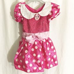 disney junior minnie mouse 2pc costume (sparkle pink dress sz 4-6 & headband)