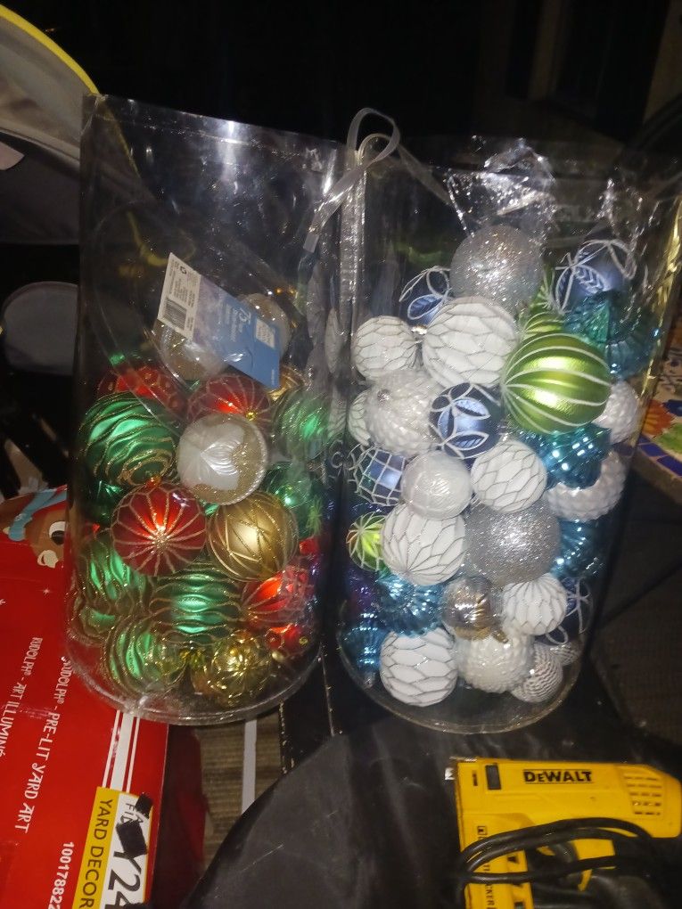 2 EX EX LARG BINS FULL SHATTER PROOF ORGAMENTS OVER 60 EACH BIN 18 FINAL PRICE