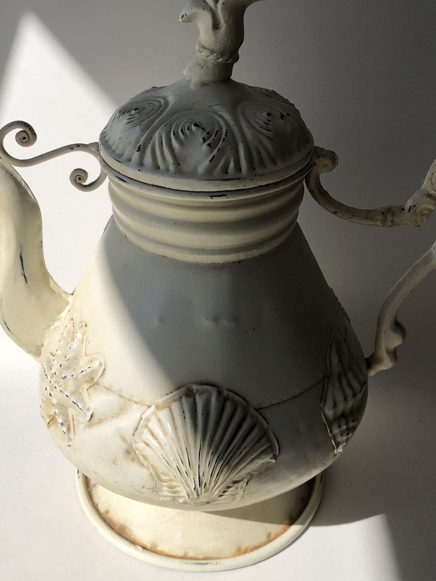 Vintage Water Pitcher Or Flower Vase- Shell Decor