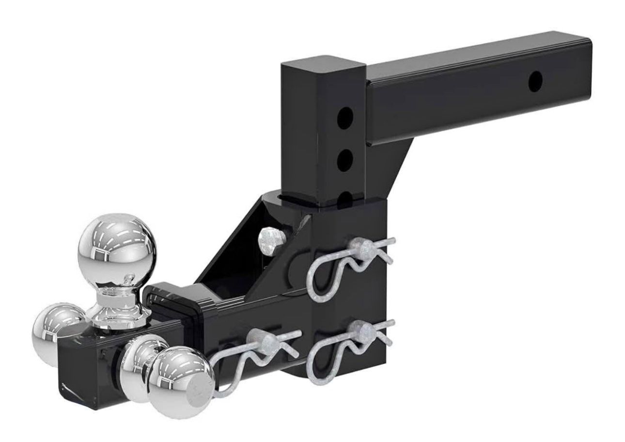 Adjustable Tri-Ball Trailer Hitch Mount 8 Inch Drop/Rise Hitch 1-7/8" 2" 2-5/16" Fits 2-Inch Receiv