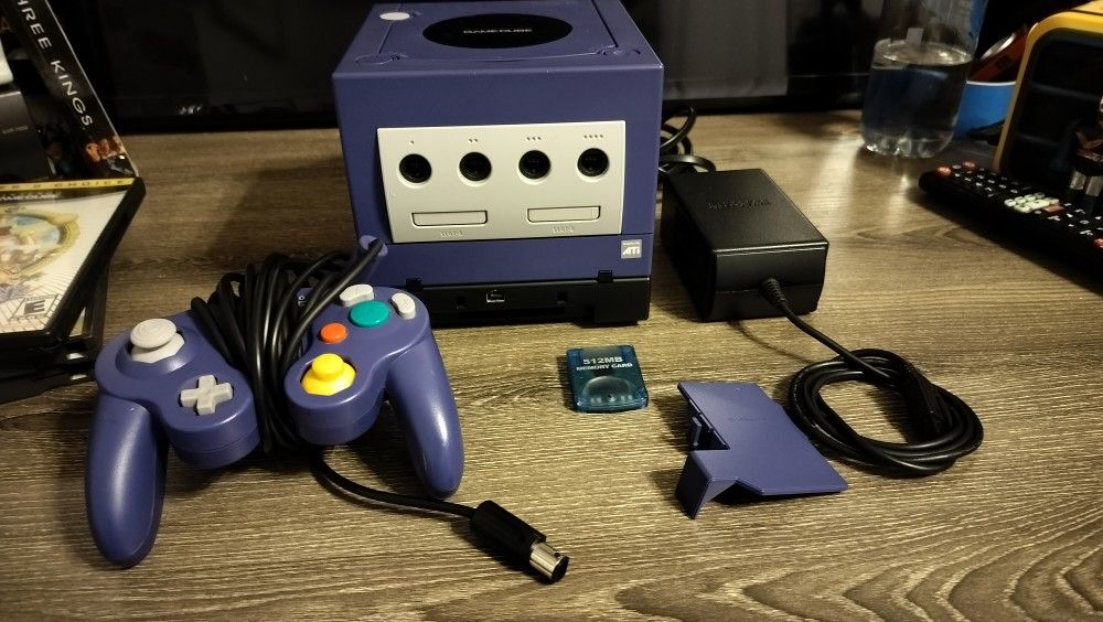 GameCube with Gameboy adapter and disc