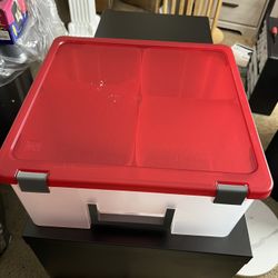 Red And White Portable Divider Storage Bin 