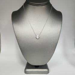 925 Silver Textured Blossom Pendant Necklace 17"