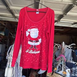 New Red Lightweight Long Sleeve Holiday Shirt 3X. Very Cute $10 Cash 