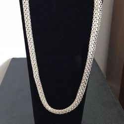 925 Sterling Silver Mesh Weave Necklace 