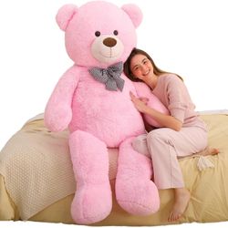 Giant Teddy Bear 6 Feet Tall, Pink Human Size Big Teddy Bear Stuffed Animal Valentines Day