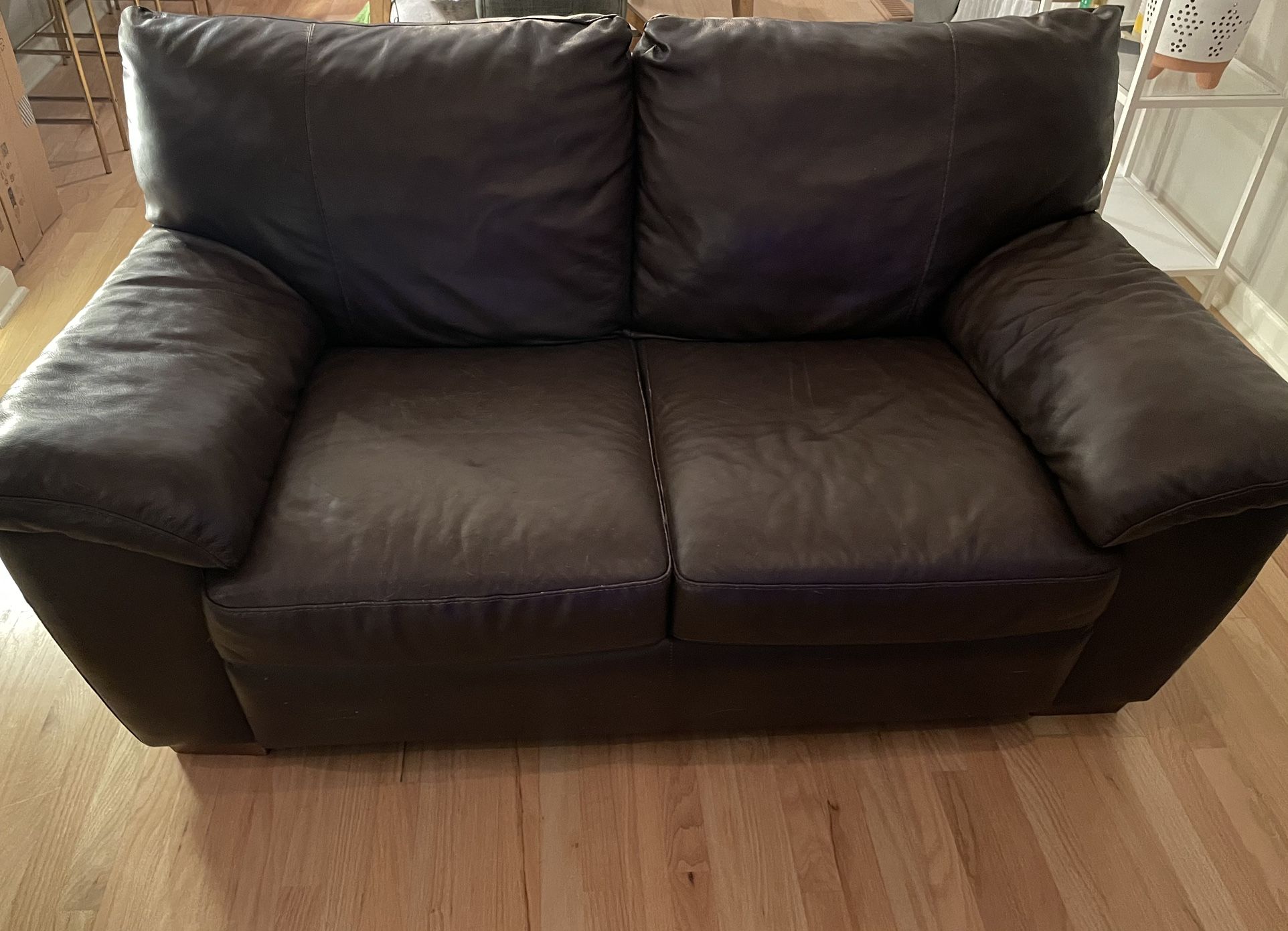 Brown Leather Loveseat