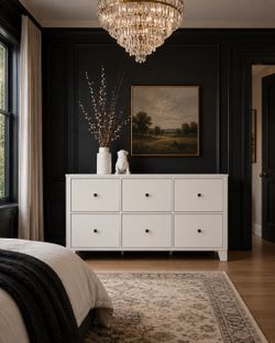 White modern dresser with extra large drawers