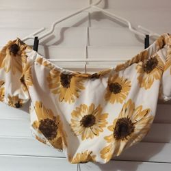 Sunflower Print Crop Top