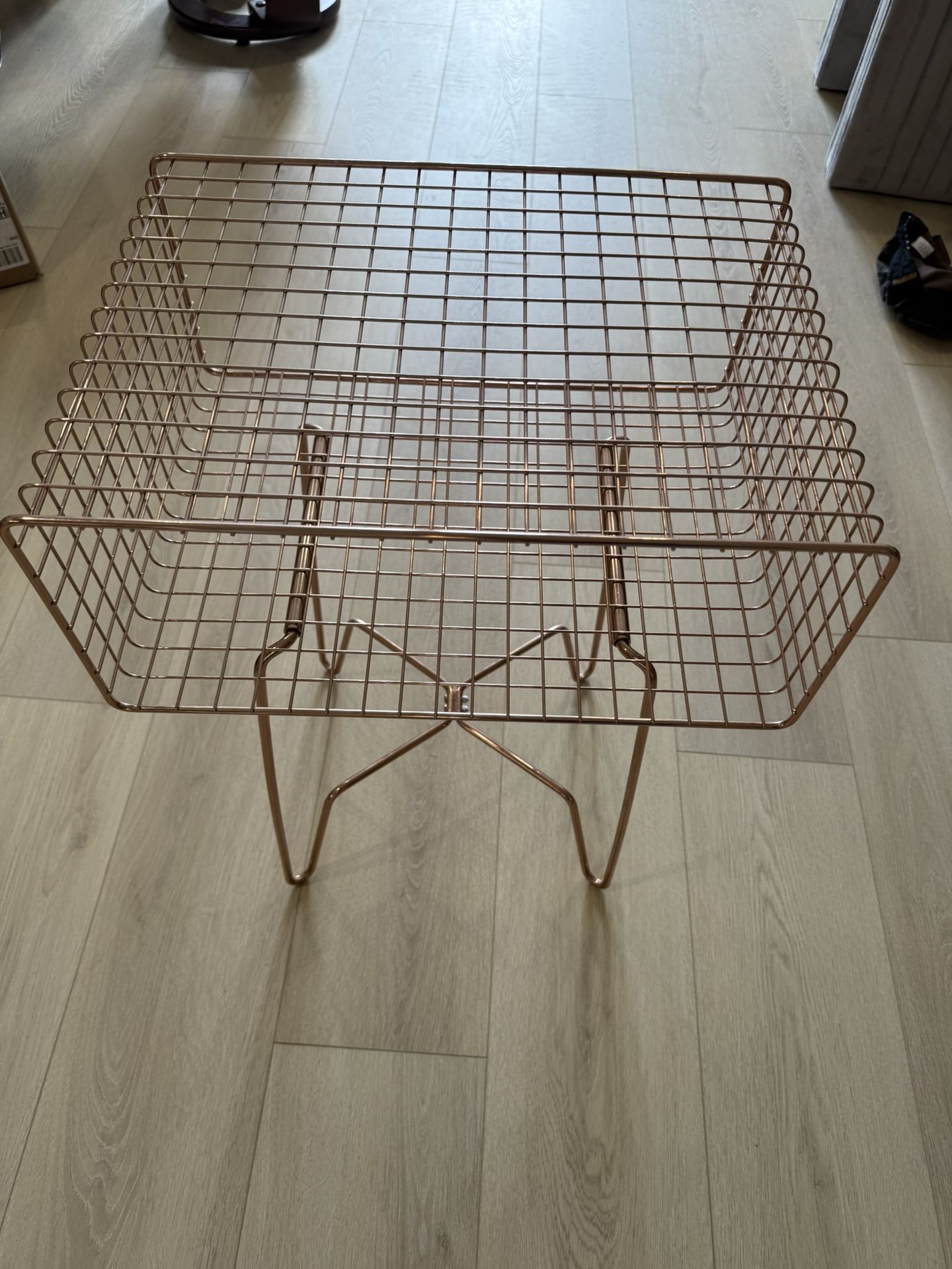 Rose Gold/Copper Metal End Table w/ Open Shelf