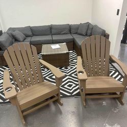 Set of Adirondack Rocking Chairs w/ Cup Holders HDPE