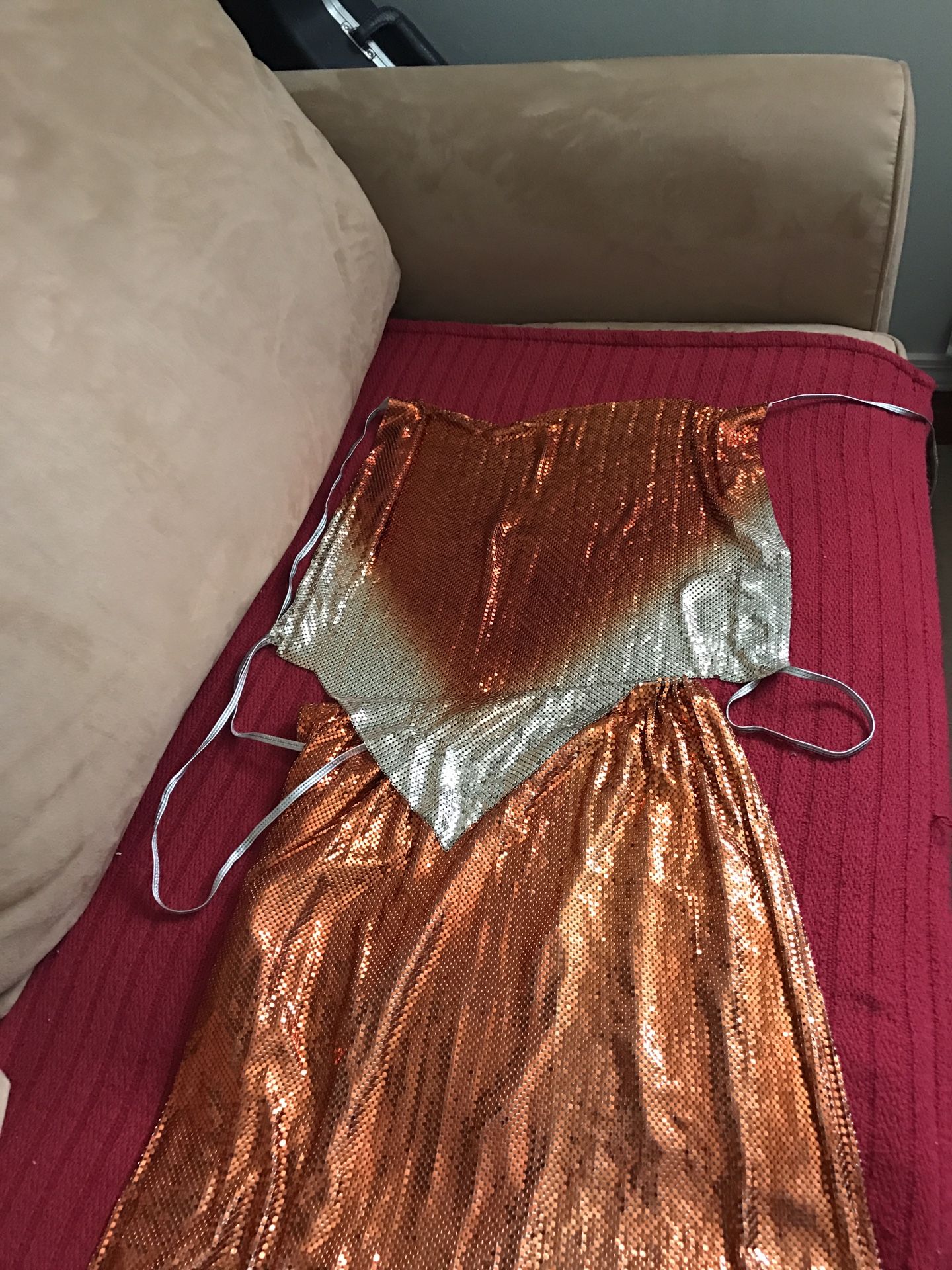Vintage metal halter top and skirt
