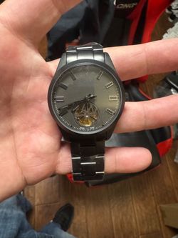 Black Luxury Skeleton Automatic luxury wrist wear  accessories – All-Black Stainless Steel Style