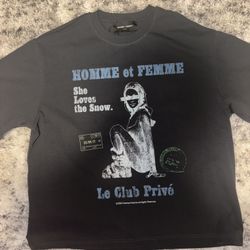 Homme Femme “She love the snow” Tee Size M 